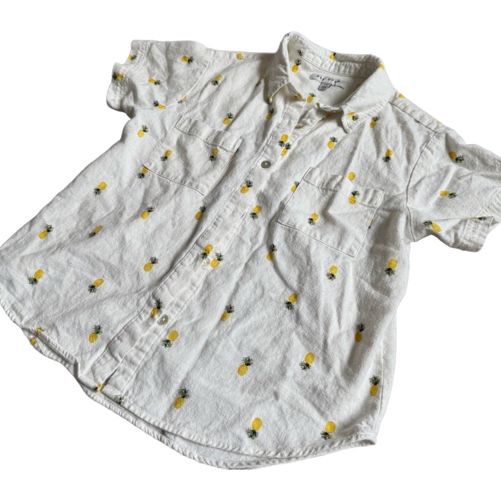 Rae Dunn Pineapple Button-Up Shirt boho chic, resort wear, Y2K aesthetic size S - Picture 3 of 4